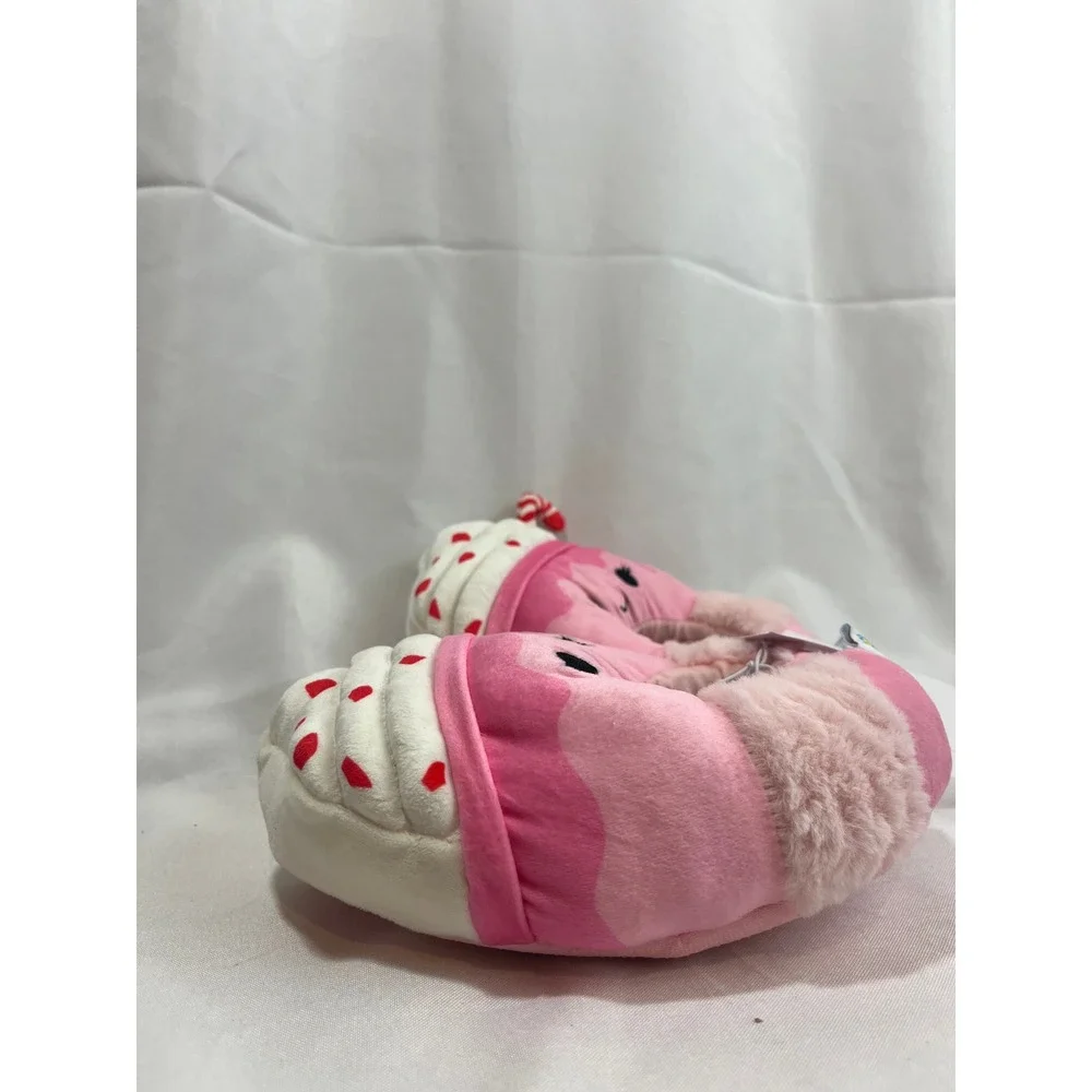 Squishmallows Peppermint Hot Cocoa Pink Plush Slippers Kids Size 13/1 Holiday